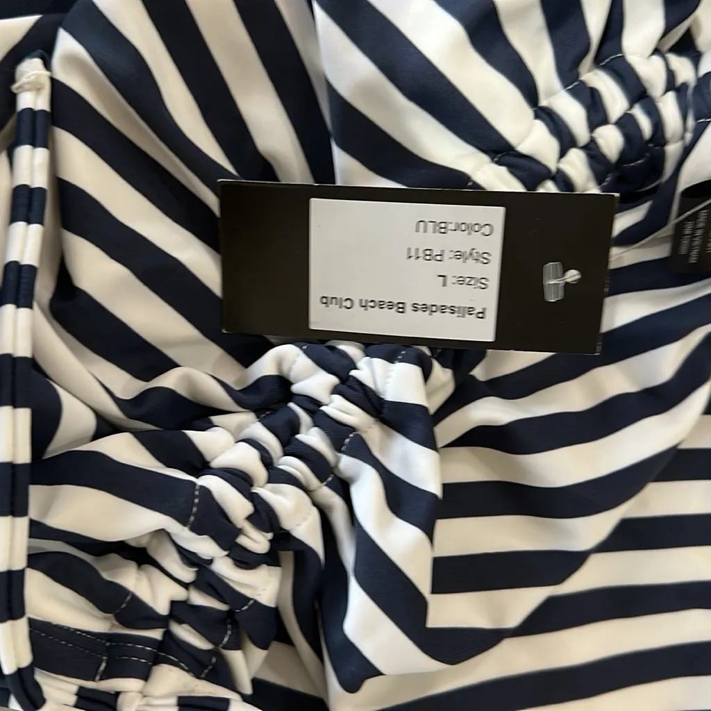 NWT Palisades Beach Club Navy Blue & White Striped One - Image 5
