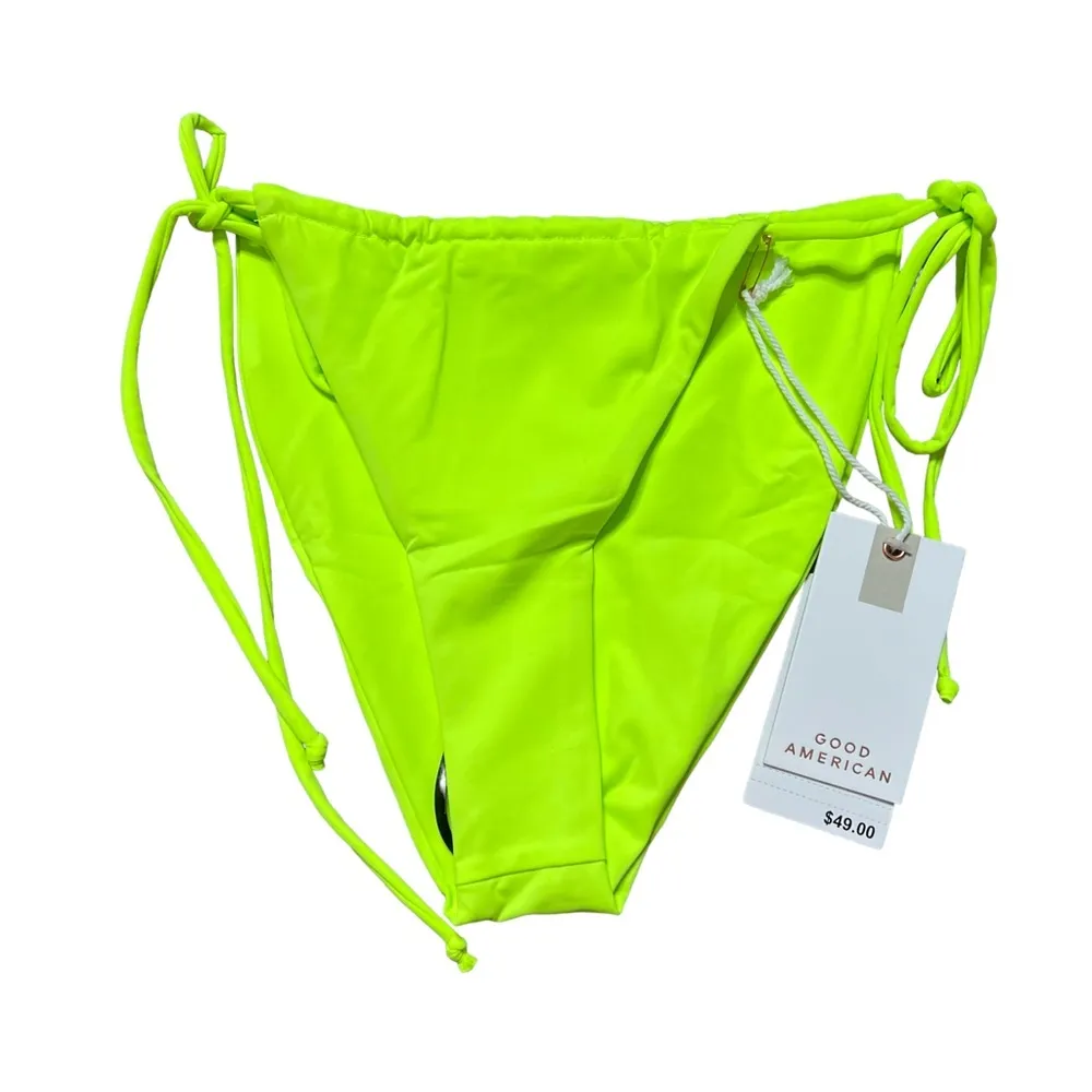 Good American Tiny Ties Bikini Bottom 2 Medium Women’s Electric Lime NWT GSW0151 - Image 2