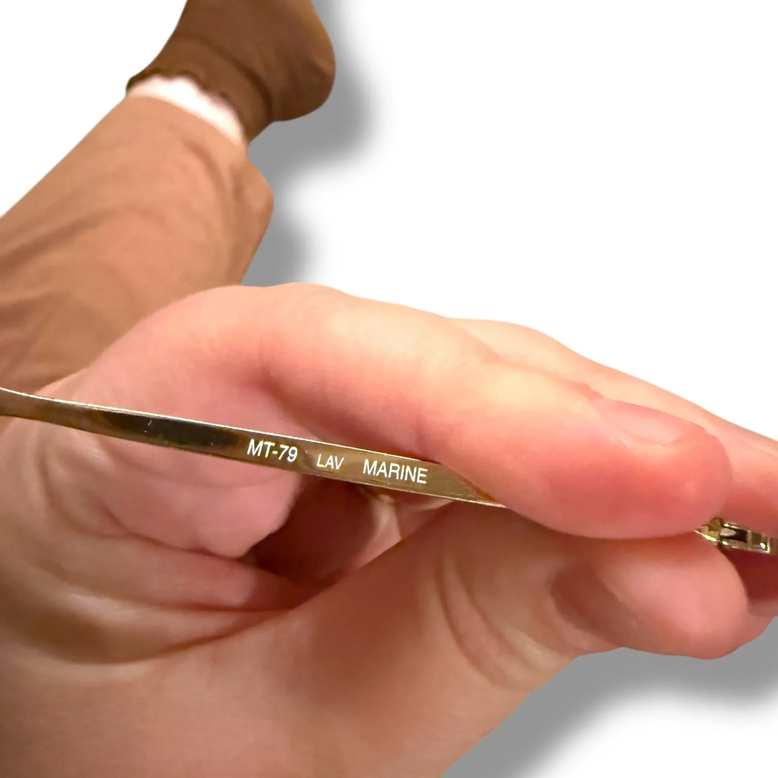 MONET MT 79 Round Gold Eyeglasses Clear Lenses Frame LAV Marine Unisex with Case - Image 4