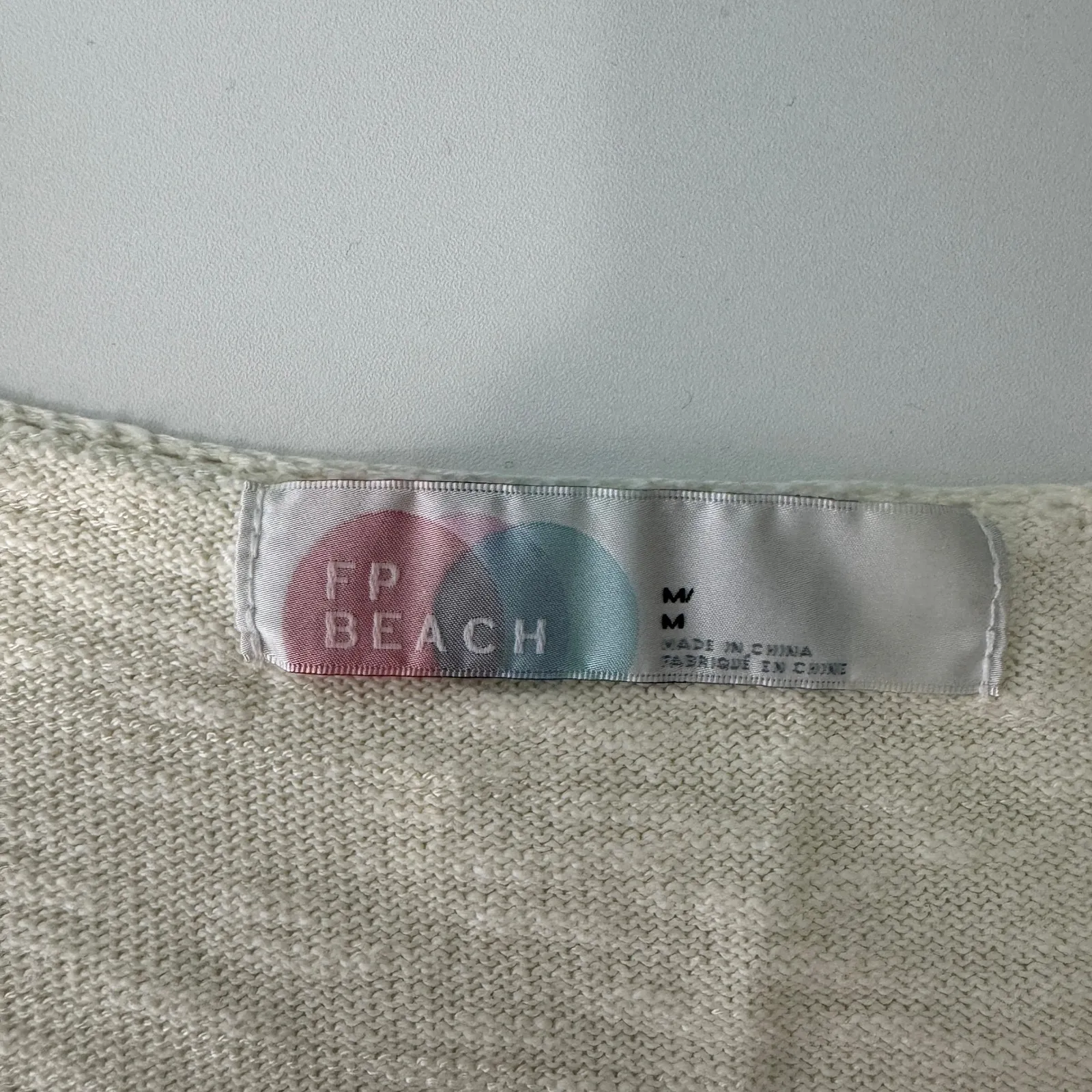 Free People  Beach Marina Del Sol Sweater Medium Ivory Boho Casual Minimalist - Image 10