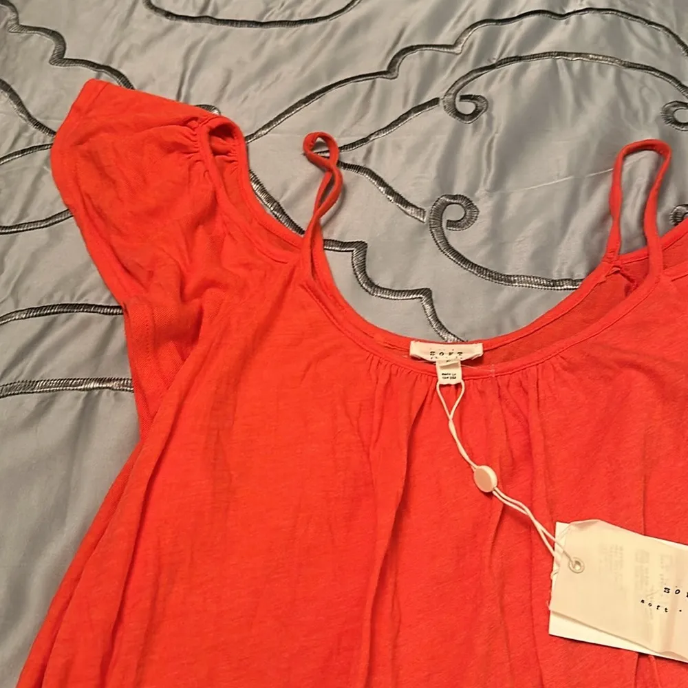 Soft Joie red orange cotton dress nwt dirt on hem washable large - Image 6