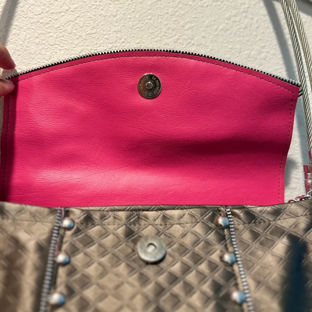 Tomboy Totes Quilted Metallic studded purse Oregon Ducks Cable wire handles Gray - Image 6