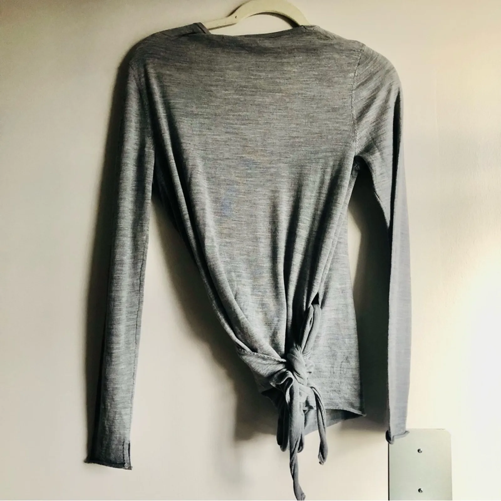 All Saints Lonia Merino Wool Heather Gray Wrap Cardigan Sweater Women Size M NWT - Image 8