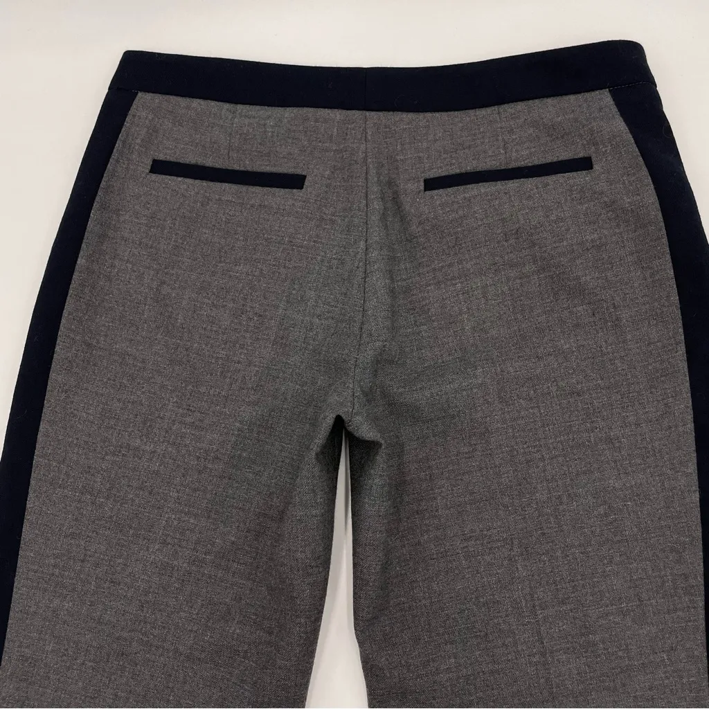 Club Monaco Pants Low Rise Size 00 Gray Black Lamb Leather Wool Tuxedo Stripe - Image 8