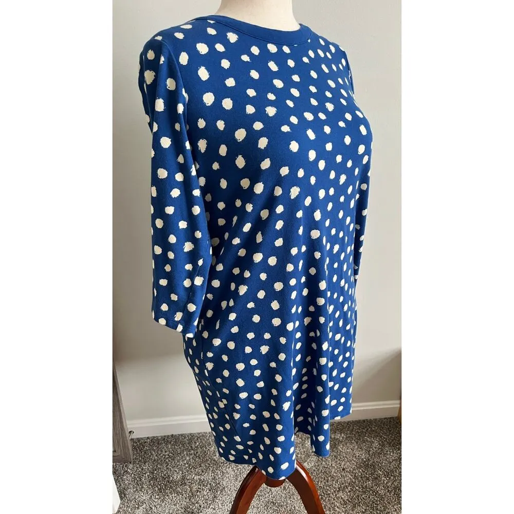 Liz Claiborne 100% Cotton Polka Dotted 3/4 Sleeve Knee Length Dress XL - Image 2