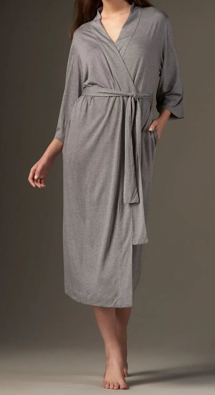 NWT $180 New Natori Gray Robe Womens Long Very Soft Solid XXL Pockets Heathered - Image 1