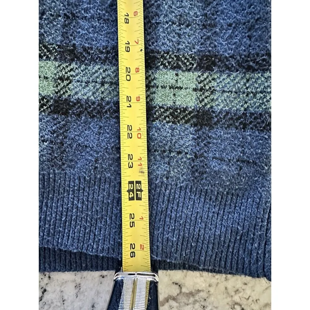 Aeropostale Green Plaid Soft Knit Oversized Vneck Sweatshirt Women X-Small - Image 5