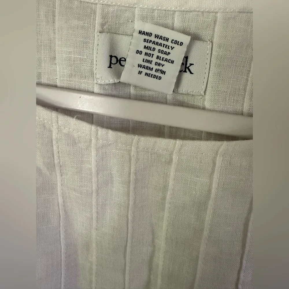 Peck & Peck Linen Top Blouse XL  Color Block Pintuck Pleats Boxy Fit - Image 11