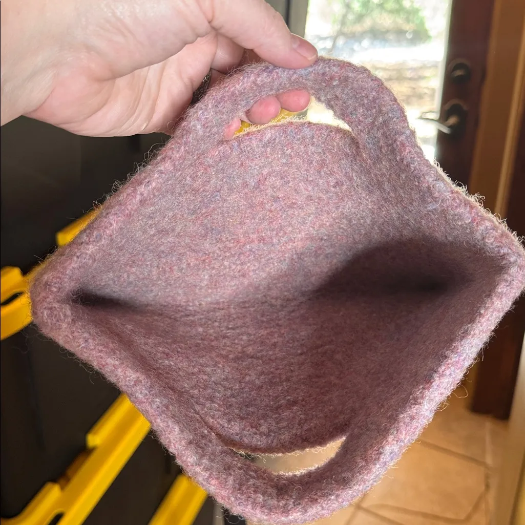 Handmade Felted Pink Wool Handbag Clutch - Image 4