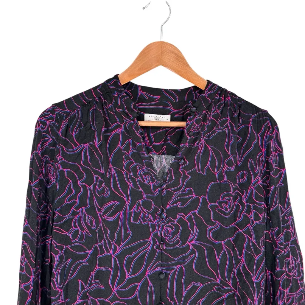 Equipment Cornelia Button Down Blouse size Small Floral Print Long Sleeves - Image 4