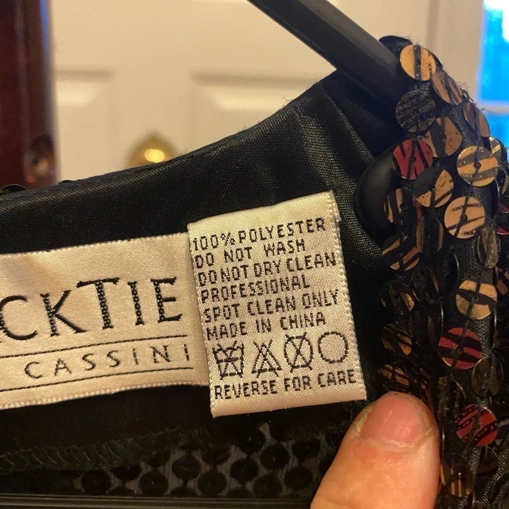 Vintage OLEG CASSINI BLACK TIE FULL SEQUIN DRESS. SEE MEASUREMENTS - Image 5