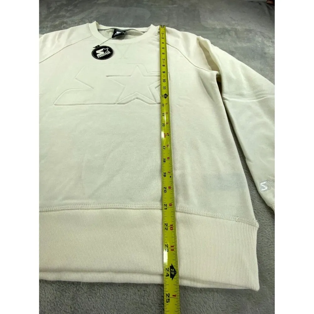 Starter Sweatshirt Women's Medium Cream Fleece Lined Authentic Fit Raglan Sleeve - Image 4