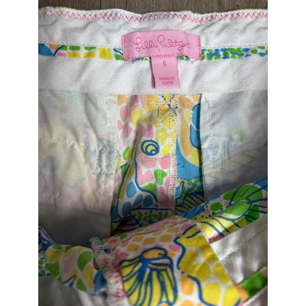 Lilly Pulitzer School Of Fish Print Capri Pants Corloful Pastel size 6 - Image 4