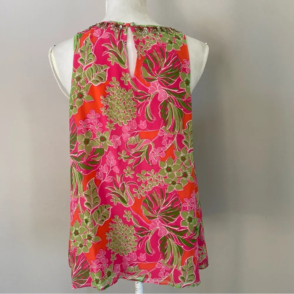 Lilly Pulitzer 50th Anniversary Jubilee Rohan pink silk top Multi Luscious Sz 6 - Image 8