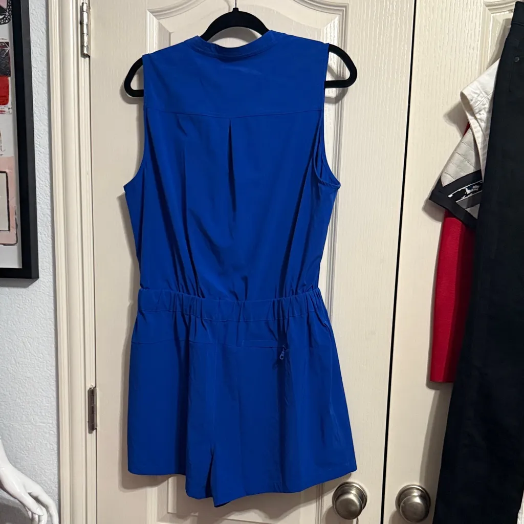 Girlfriend Collective Royal Blue Varsity Stretch Sleeveless Romper - Image 3
