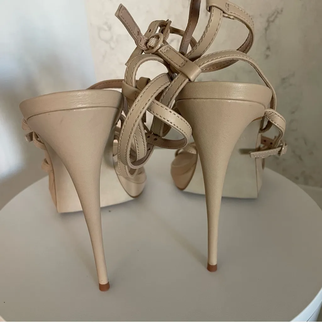 New! Steve Madden Jubilant Strappy Buckled Platform Stiletto Sandals‎ Nude Sz 10 - Image 6