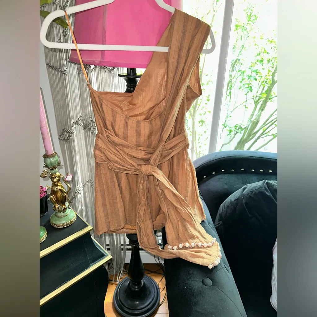 ZARA NWT  Asymmetric One Shoulder Wrap Halter Beaded Boho Top - Image 13