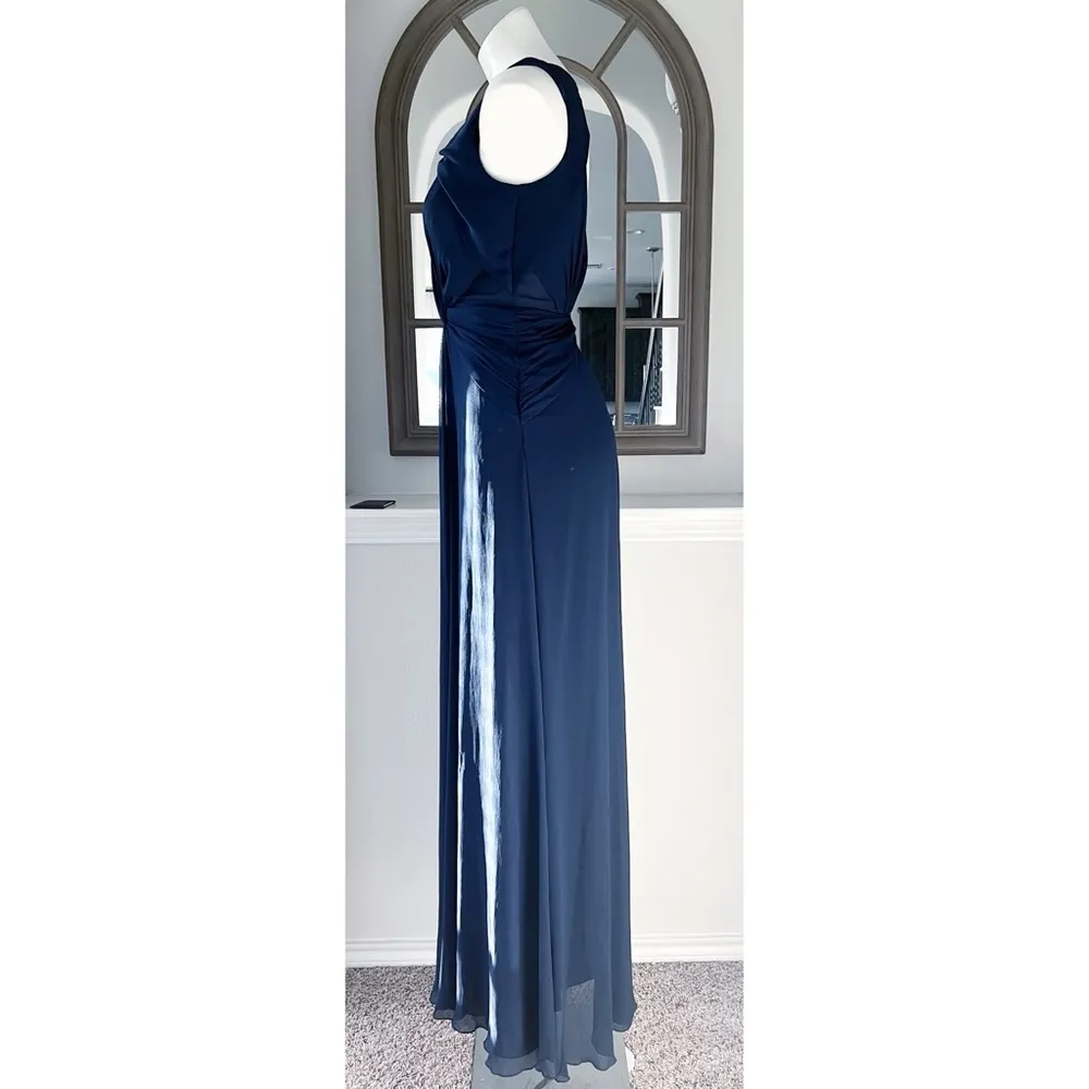 Badgley Mischka Navy Petunia Gown, Maxi Size 2 EXCELLENT Condition! Retail $795 - Image 8