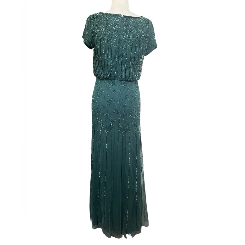 Adrianna Papell Emerald Green Beaded Dress - Image 5