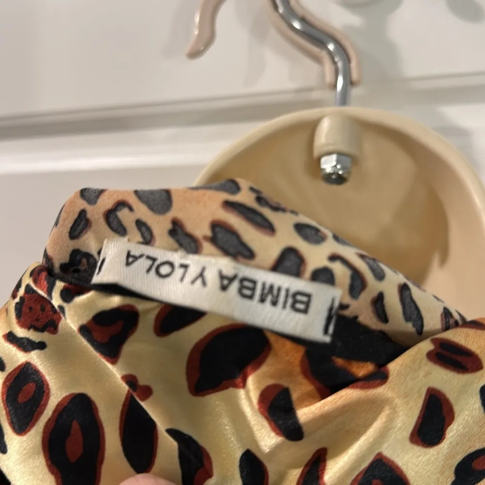 Bimba Y Lola leopard print silk blouse medium Tan - Image 4