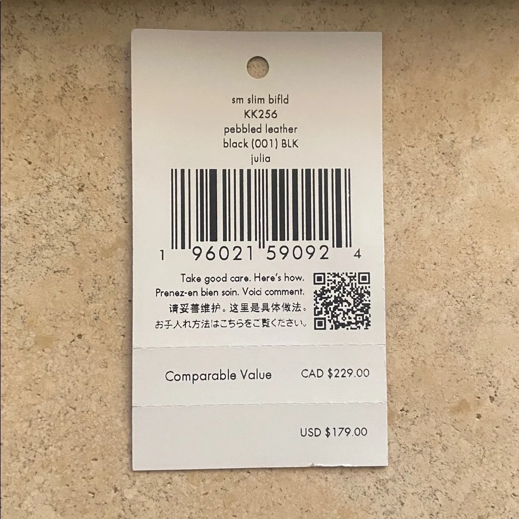 Kate Spade Small Slim Bifold Black Pebbled Leather Wallet - Image 2