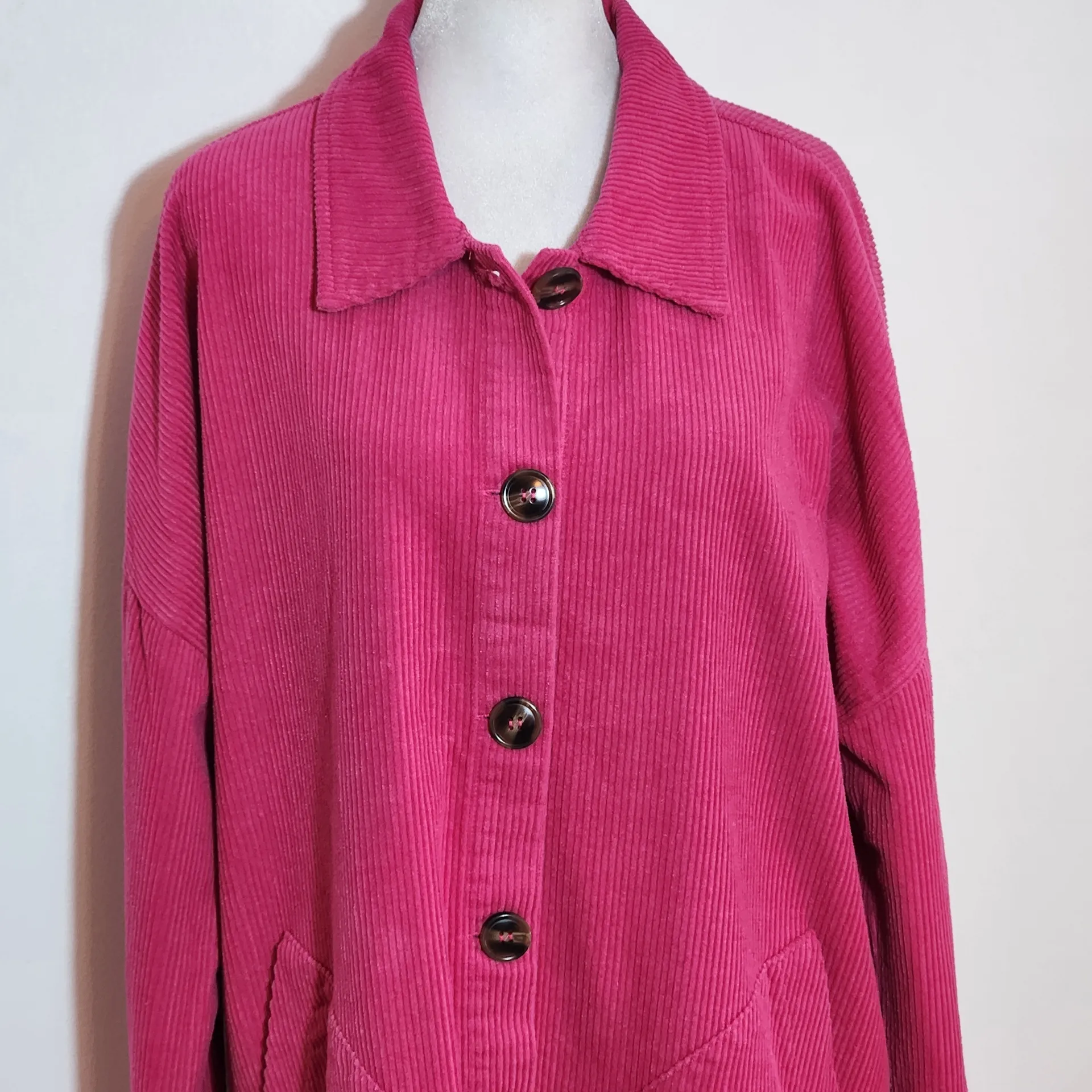Umgee Hot Pink Oversized Long Shacket Size Small NWT - Image 2