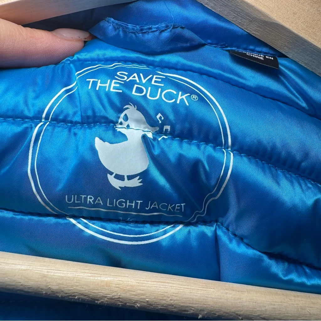 Save The Duck Women's Ultra Light Puffer Blue Plumtech Jacket Size 1 Small - Image 4