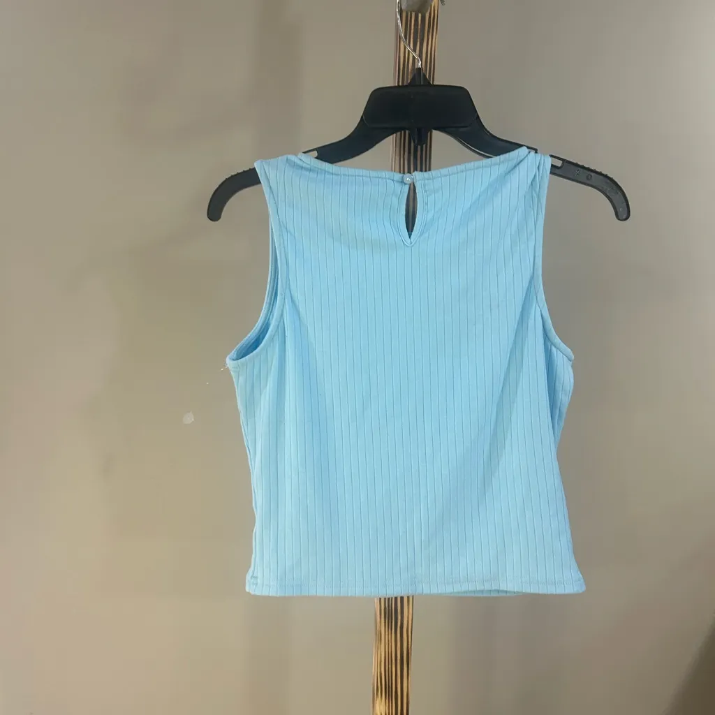 PrettyGarden Blue Ribbed Sleeveless Top Women’s Size Medium NWT - Image 3