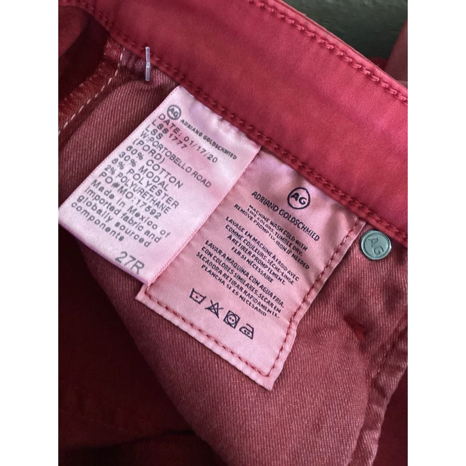 AG Adriano Goldschmied Jeans Womens Red Coated Farrah Skinny Ankle 27 - Image 7