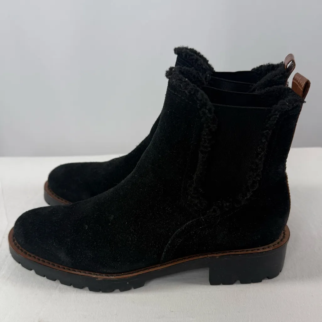 Sam Edelman Jaclyn Suede Sherpa Lined Chelsea Boot in Black Size 6 - Image 7
