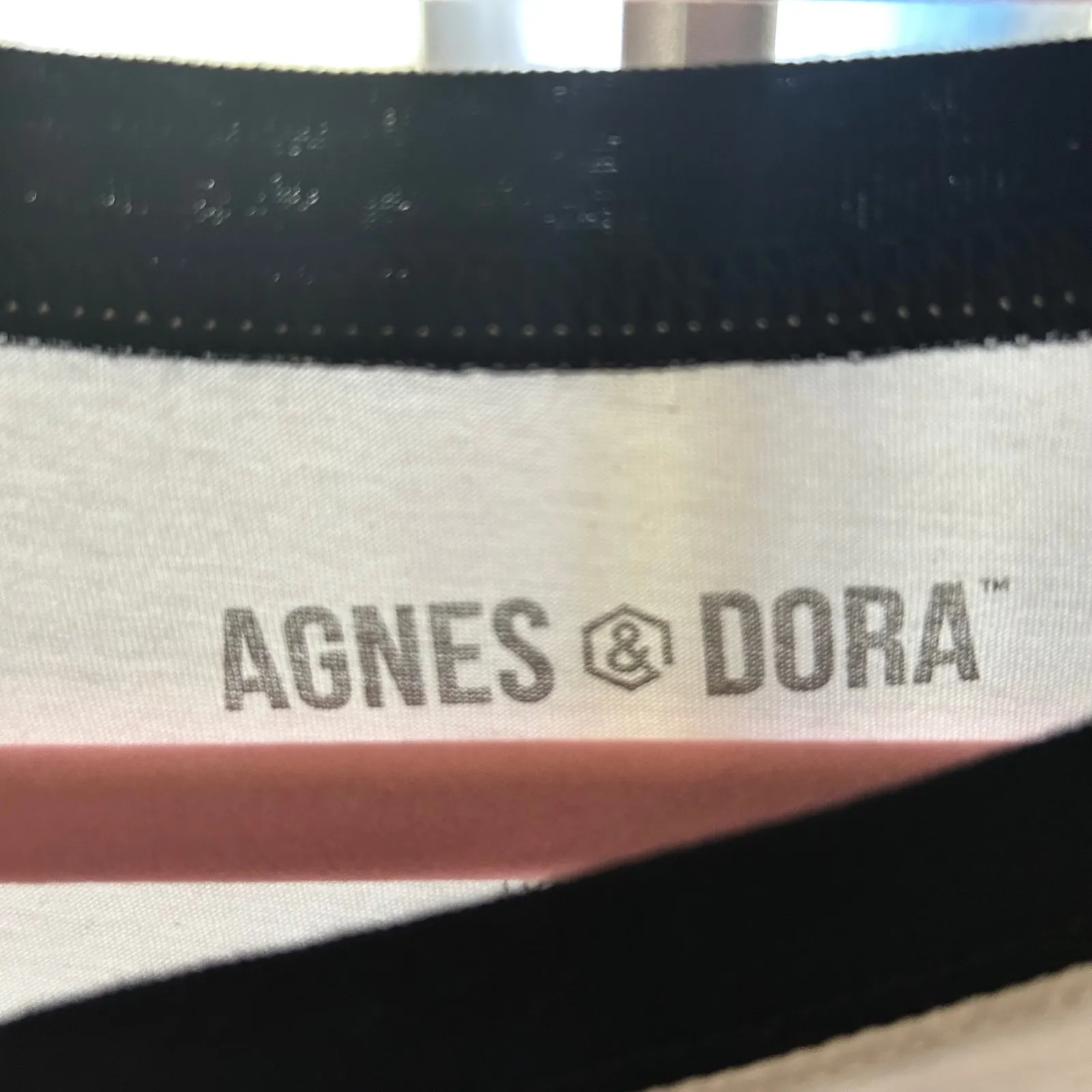 Agnes and Dora Floral‎ Graphic Ringer Tee T-Shirt, Black and Beige - Image 4