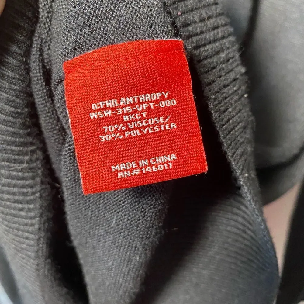 n:Philanthropy Ariel Open Crisscross Back Crewneck Sweater Black Sz Small - Image 9