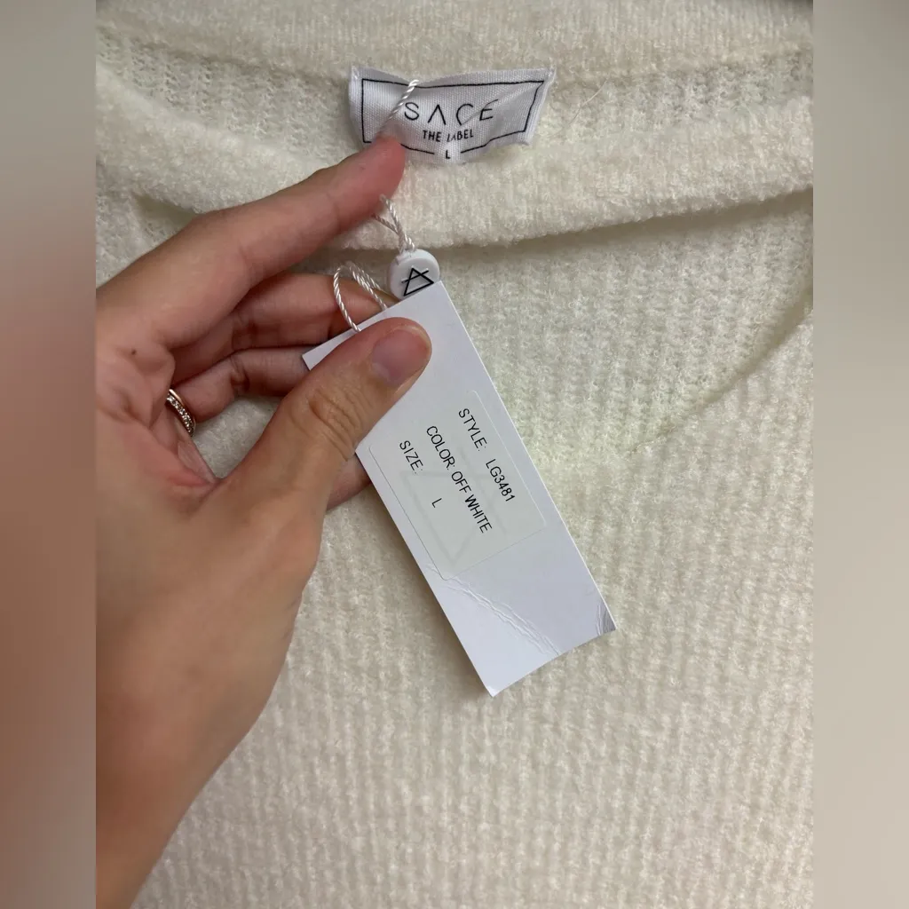 NWT SAGE The Label Off White Wool Blend Sweater Size Large - Image 2