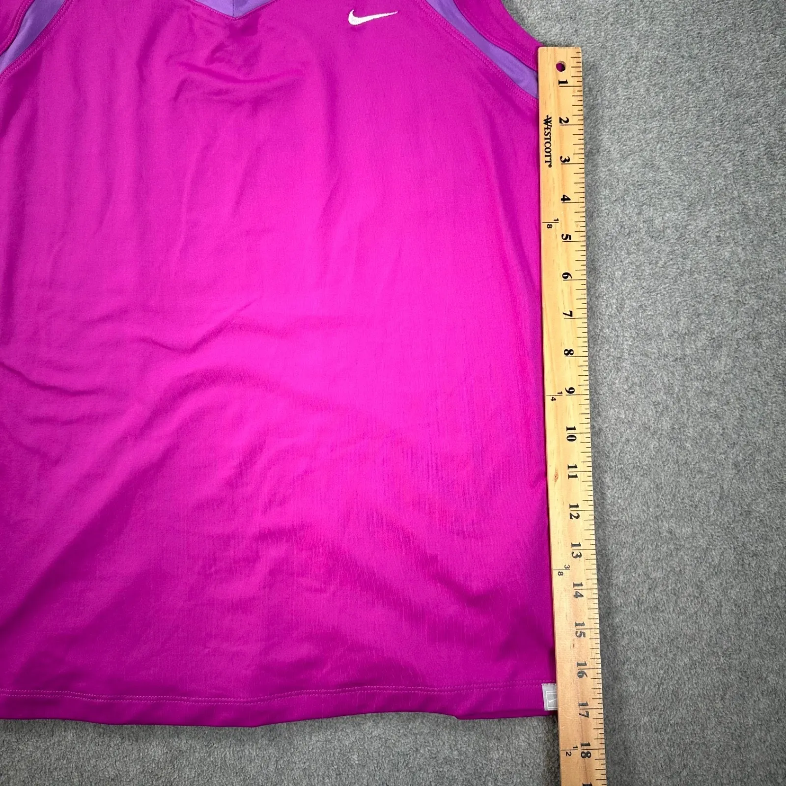Nike Tennis Dri-Fit Sleeveless Tank Top Women's Large Magenta Pink V-Neck Active - Image 5