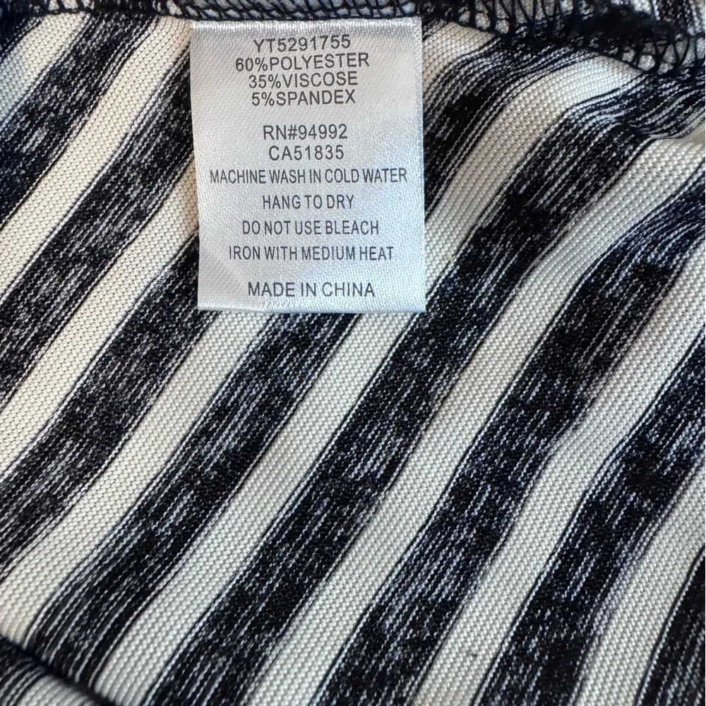 Patrizia Luca Black/White Oversized Striped Top Frayed Lace Neckline & Hem Sz XL Black - Image 3
