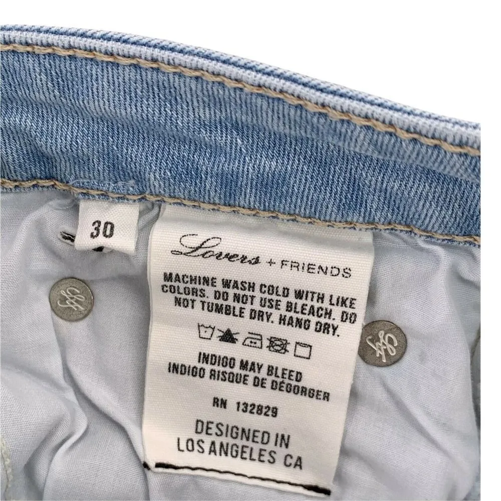 Lovers + Friends Mason High Rise Skinny Jeans Light Wash Raw Hem Size 30 - Image 9