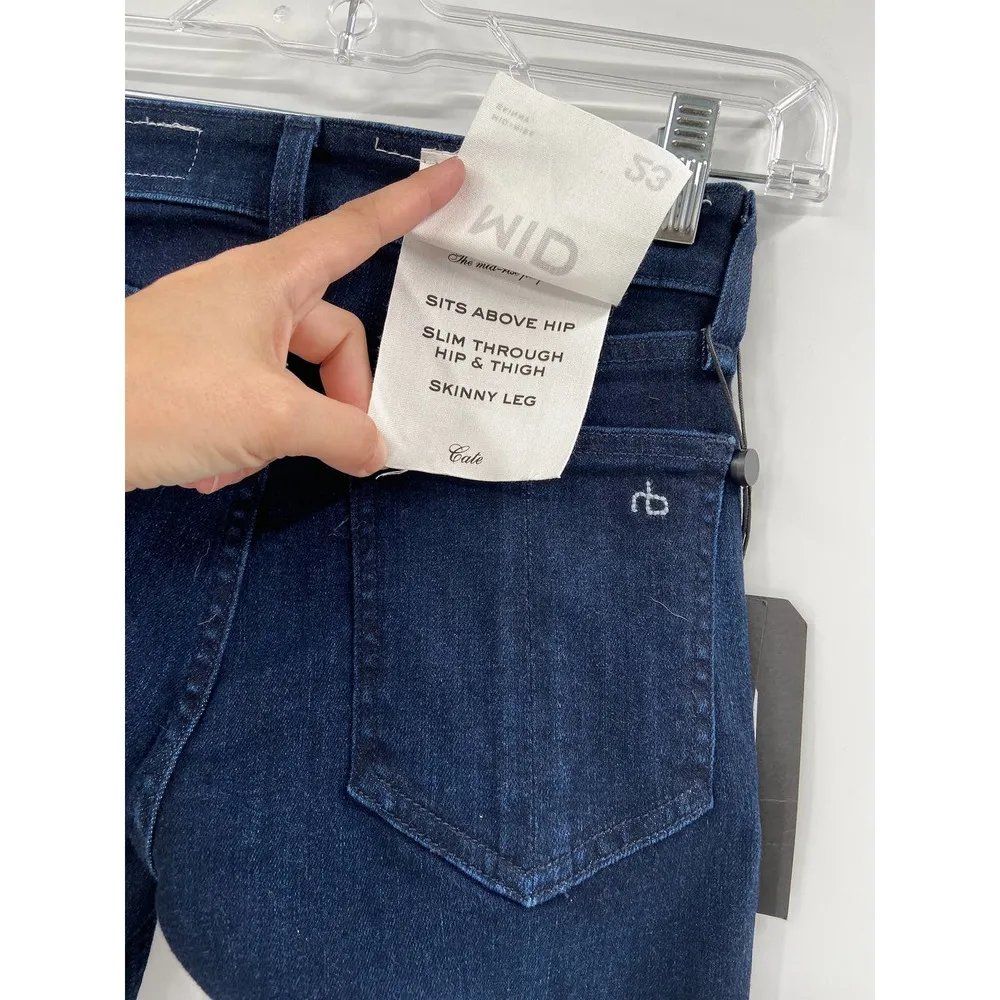 Rag & Bone Esme Cate Mid-Rise Dark Blue Skinny Jeans Size 23 NWT - Image 8