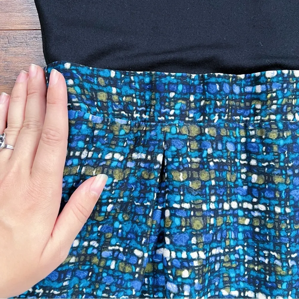 Alice & Trixie • silk tweed print mini dress black ponte pleated fit & flare - Image 6