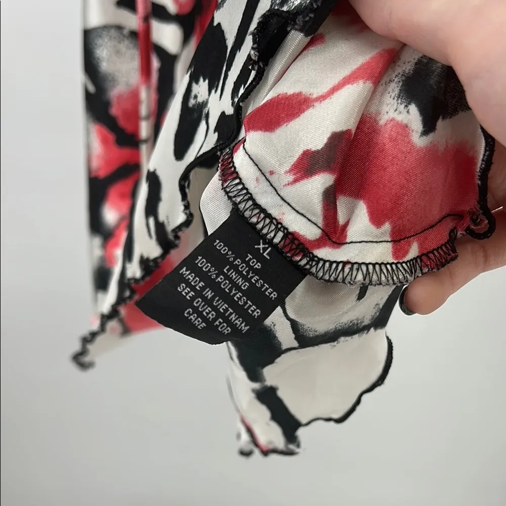 Bwear Black and White floral Y2K Camisole with Tie babydoll silky braided accent Size XL - Image 10