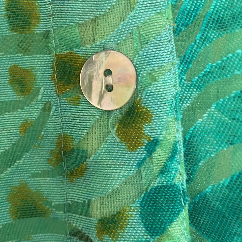 Ruby Rd . Green & Blue Tropical Burn-out Button Front Pocketed Top size 12 - Image 8