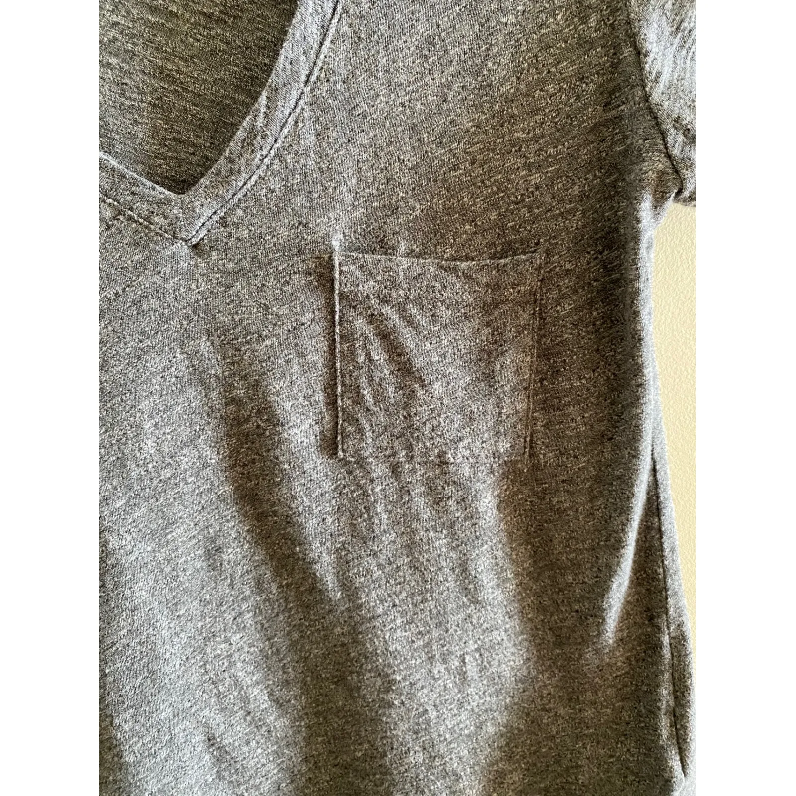 Madewell Gray V Neck Pocket Tee Short Sleeve Cotton T Shirt Women's XS - Image 3