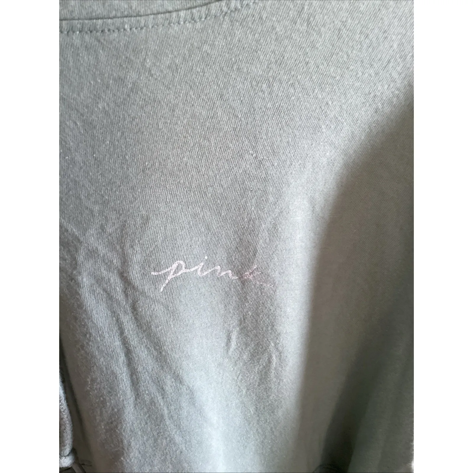 Victoria Secret Pink Light Weight Hooded Womans Green Pullover XL - Image 2