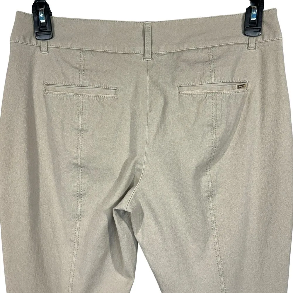 WHBM SZ 8R Ankle Pants Stretch Pockets Zip-Fly Flat Front Mid-Rise Beige - Image 5