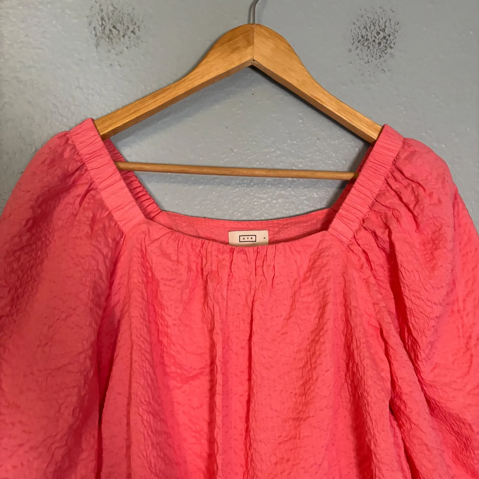 AYR Women's The Midsummer Japanese Crinkle Cotton‎ Puff Sleeve Blouse Pink Small - Image 4