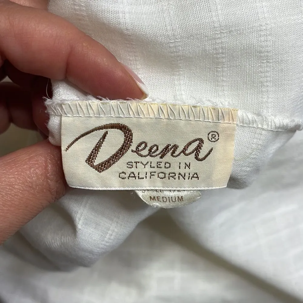 Vintage Deena Styled in California Short Sleep Dress Size Medium White White - Image 4