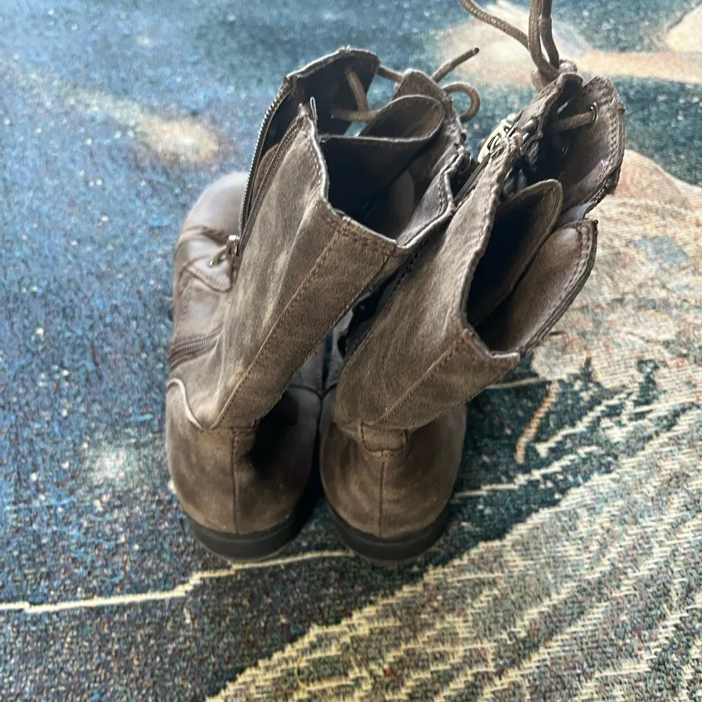 Rampage Ram‑Jedi Zipper Lace‑Up Western Booties Sz 7.5 Brown Faux Leather Casual - Image 5