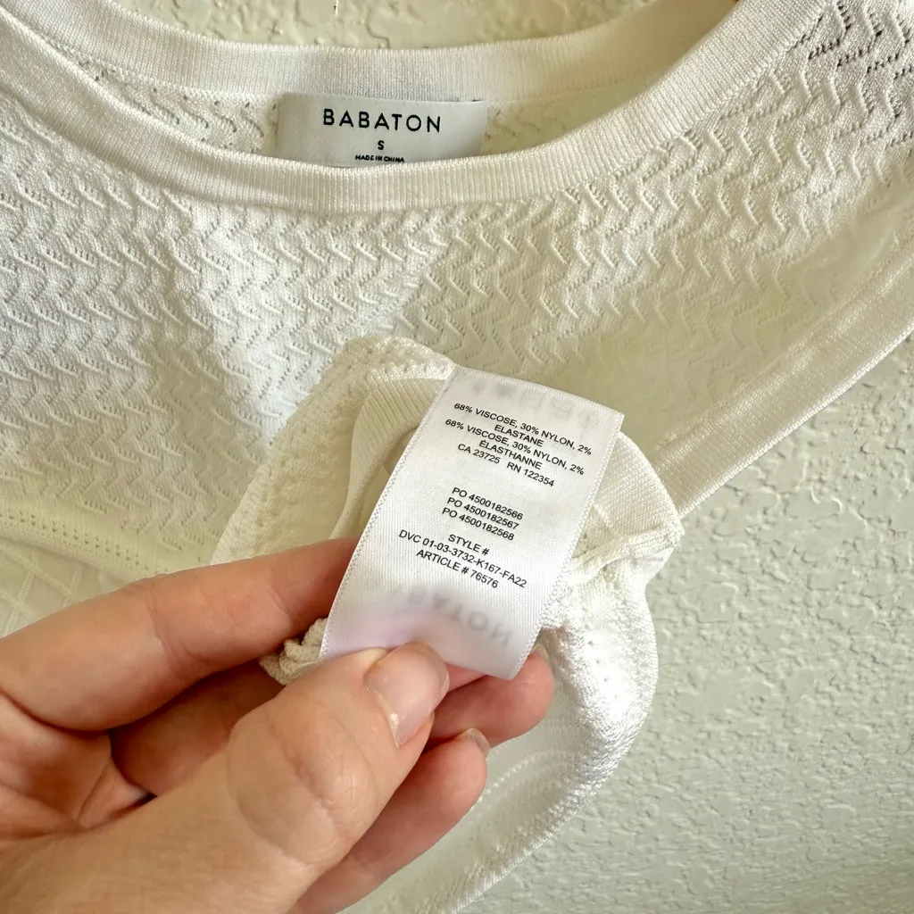 Aritzia Babaton Pointelle Tank Top White Knit Small S - Image 8