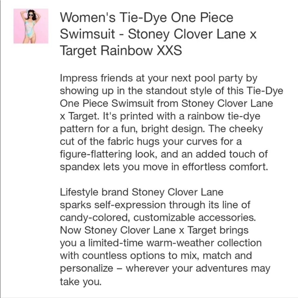 Stoney Clover Lane X Target Multicolor tiedye one piece swimsuit S NWT - Image 5