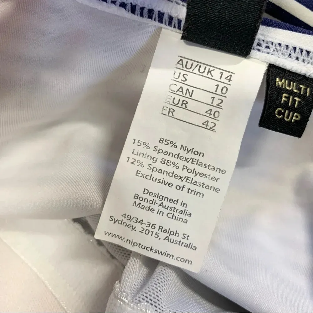 Nip Tuck Swim Sorrento Stripe Joanne One Piece Swimsuit Navy White Size 10 Blue - Image 14