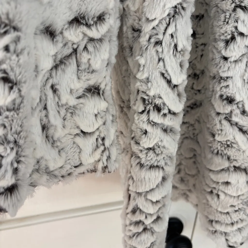 Adrienne Landau Cream Faux Fur Coat Reversible Womens Hooded Jacket Plus Size 1X - Image 2